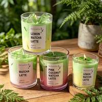 Handgefertigte Moderne Sojawachs-Kerze mit Matcha-Gelee und Eiskaffee-Aroma, Rauchfreie Romantische Duftkerze für Schlafzimmer