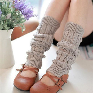 Autumn and Winter Coarse Wool Knitted Leg Warm Push <strong>Socks</strong> Cross-Border Hot Sale Compression Foot Cover with Logo on Cuff - Product Image 1