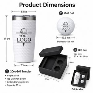Ensemble cadeau de golf haut de gamme personnalisé, gobelet isotherme en acier inoxydable texturé, avec 2 balles de golf, cadeaux d'affaires pour cadres - Product Image 3