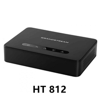 Grandstream HT812 VoIP Gateway IP con Router NAT Integrado, Teléfono Analógico de Doble Puerto con Identificador de Llamadas y QoS