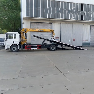 Shacman 4x2 platte oplegger bergingswagen uitgerust met een 8 ton kraan voor noodhulp. - Product Image 5