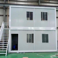 Maison conteneur démontable de 20 pieds, préfabriquée, pour abri d'urgence en cas de catastrophe, en acier, 2 chambres