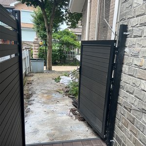 Zarif açık dekoratif alüminyum çerçeve kapısı kapı güvenlik çit kompozit Metal bariyer bahçe dekor için ahşap plastik ile - Product Image 5