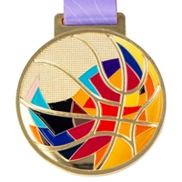 Médaille de compétition sportive ronde plaquée or pour le basketball, plaque en cristal à sable mouvant, souvenir créatif, trophée sportif avec impression de logo