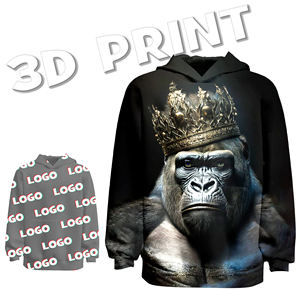 Sudadera con capucha de gran tamaño con cremallera de poliéster/algodón de alta calidad para hombre, sudadera de lana de invierno con gráfico 3D estampado, logotipo personalizado - Product Image 1