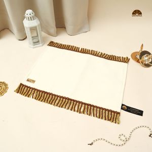 White Islamic <b>Prayer</b> Mat Premium Short Hair Fur Foam Faux Leather Sujood Elegant Gold Tassel Washable Machine Made <b>Prayer</b> <b>Rug</b> - Product Image 1
