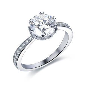 Anillo de Plata de Ley 925 con Moissanita de 2 Quilates GH VVS1, Tallas 6, 7, 8 y 9, Anillos de Compromiso para Mujer con Moissanita Grande OEM - Product Image 1