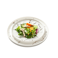 Produit phare : Assiette ronde en porcelaine minimaliste de 8 pouces, dorée, écologique, peinte à la main, noir et blanc, cadeau d'affaires