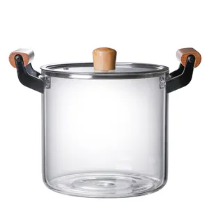 Vaso de calor de vidro borosilicado, grande capacidade, venda quente, pote de calor com tampa, armários domésticos