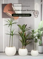 Vente directe d'usine Pot de fleurs sphérique en ciment plastique épaissi Nouveau style chinois Grand salon décoratif