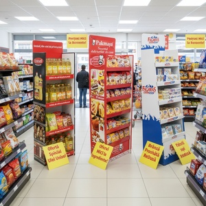 ชั้นวางสินค้าแบบพับได้สำหรับโฆษณาในซูเปอร์มาร์เก็ต ชั้นวางแสดงสินค้าขนมแบบกระดาษแข็ง ชั้นวางแสดงสินค้าแบบตั้งพื้น - Product Image 1