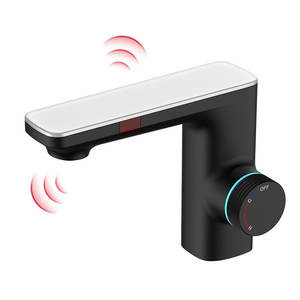 صنبور ذكي عالي التقنية يعمل بالأشعة تحت الحمراء بدون لمس مع مستشعر مزدوج أوتوماتيكي وإضاءة LED وفلتر مياه مدمج، صنابير كهربائية حديثة من السيراميك - Product Image 1