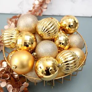 5 см/34 шт. Золотые пластиковые рождественские шары для рождественской вечеринки, рождественские пластиковые шары
