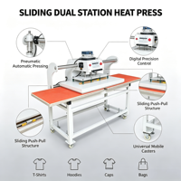 Presse à chaud pneumatique 60x100cm à chauffage unique, machine de transfert thermique par sublimation à plat à poste unique, idéale pour les vêtements