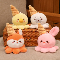 Peluche Pieuvre Glacée Adorable, Super Douce, Anti-Stress, avec Logo Personnalisé, Pendentif Lapin en Peluche, Porte-clés de Sac