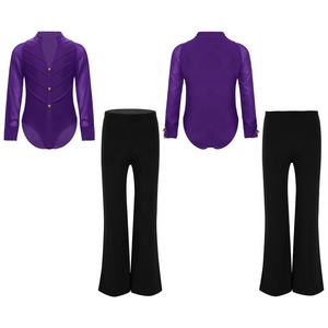Costume de danse latine pour garçons de 6 à 14 ans, vente en gros, justaucorps avec pantalon, costume de danse d'entraînement, fabricants de costumes de danse - Product Image 5