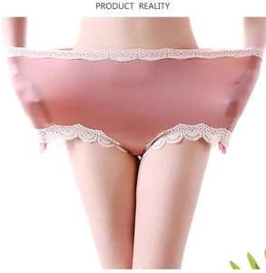 Culottes en satin et dentelle, nouveau style, en soie, pour femmes rondes, grandes tailles 100-120 kg, bikini, sous-vêtements sans couture pour adultes, culottes en nylon tricoté - Product Image 5
