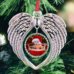 Accesorios de Moda Navideños, Adornos Colgantes de Alas de Ángel Vintage de Aleación Metálica, Mi Corazón Está en el Cielo, Colgante Decorativo, Regalo - Product Image 3