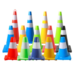Cônes de signalisation routière en PVC coloré lisse et réfléchissant de 30 cm pour usage extérieur - Product Image 2