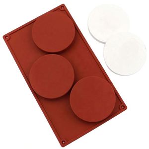 Moule en silicone écologique à 3 cavités cylindriques pour base de gâteau DIY, fabrication de savon, qualité alimentaire sans BPA, OEM/ODM - Product Image 1