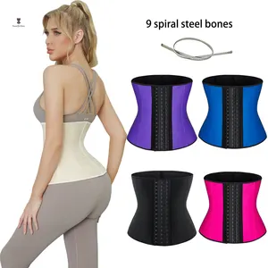 Entrenador de cintura de látex para mujer, corsé de entrenamiento adelgazante para pérdida de peso bajo el pecho, de acero