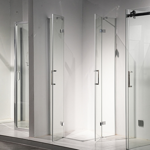 Cabine de douche carrée pliante à charnière avec plateau rectangulaire cabine de porte en verre pour salle de bain à usage d'appartement - Product Image 2