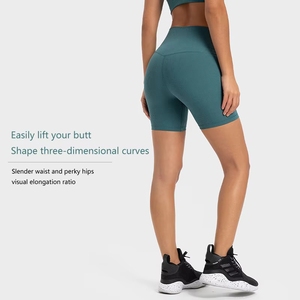 Shorts de yoga côtelés unis taille haute pour femme DK364 – Collection été – Idéal pour le sport et le fitness - Product Image 4