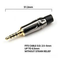 Prise audio jack 3,5 mm OEM, 4 pôles TRRS, droite, plaquée or, coque métallique noire, pour câble de microphone de casque de jeu