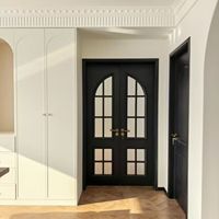 Porte intérieure vintage française en WPC, pivotante, en bois massif, avec verre de sécurité, porte creuse/porte irrégulière/porte en verre