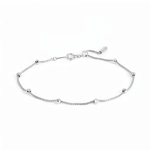 Understated Gloss White Pt950 Mini Wristlet Smooth Single Links Daily Unisex Delicate <b>Stack</b> Platinum Wrist Trinket Gift - Product Image 1