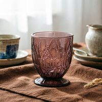 Gobelets à vin en verre de luxe, design artisanal, motif floral en relief, pour la maison, le bar et les événements
