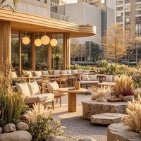 Meubles de restaurant de cafétéria de loisirs en bois modernes en gros OEM ODM, ensemble de tables et de chaises de terrasse extérieure pour café, café, salle à manger