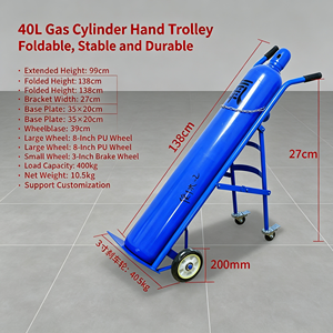 1. Chariot à roulettes robuste pour bouteilles de gaz de soudage, double porte-bouteilles avec roues pneumatiques et sangle de sécurité pour oxygène - Product Image 3