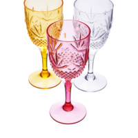 Verres à boire en plastique style classique pour la maison, gobelets à pied haut élégants à motif de fruits gaufrés, capacité 14 oz, lot de 4