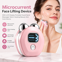 Dispositif de levage de visage à micro-courant avec écran LCD masseur de cou du visage Portable chauffage chaud beauté dispositif de soins de la peau