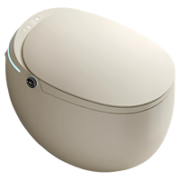 WC intelligent à poser au sol, design coloré, chasse automatique, chasse par siphon à jet, en céramique, forme œuf, siphon en P/S inclus