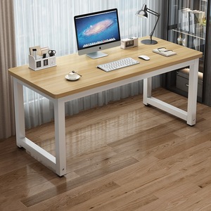 Simple <b>Computer</b> <b>Desk</b> Rectangle White Wood Top Metal Frame Home Office Study <b>Desk</b> 1 Person Assembly Required - Product Image 1