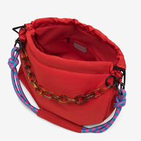 Sac fourre-tout hobo personnalisé en nylon et cuir avec chaînes, pour femme, avec cordon de serrage, idéal pour les voyages, le shopping, et comme sac à main ou sac à bandoulière pour ordinateur portable