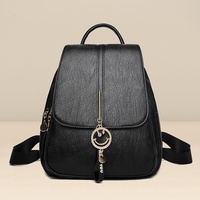 Sac à dos en cuir PU pour femmes, sac de voyage à fermeture éclair, sac à dos décontracté à double épaule pour collège