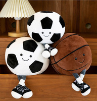 Peluche de sport en forme de ballon de football ou de basketball, mignonne et douce, avec jambes, personnalisable avec logo, cadeau pour enfants, vente en gros