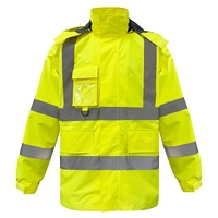Combinaison de pluie de sécurité réfléchissante imperméable de classe 3 ANSI haute visibilité avec 2 poches plaquées et logo personnalisé