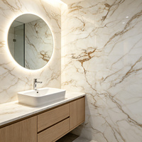 Carrara Gold : Pierre frittée ultra-mince, polie sur mesure, grand format, pour murs décoratifs de chambre (prise en charge ODM/OEM)
