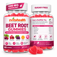Gummies de Betterave à Marque Blanche Saveur Personnalisée Soutien Circulatoire Santé Cardiaque Stimulateur d'Oxyde Nitrique Complément Végétalien