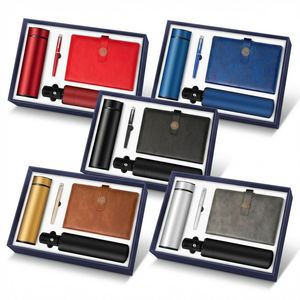 Personalized Office Gift <b>Set</b> Thermos Leather <b>Notebook</b> Pen Umbrella Promotional Christmas New Year Gift for Employees VIP Clients - Product Image 1