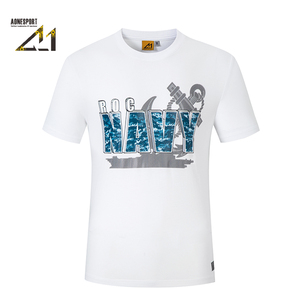 T-shirt à manches courtes en coton pour homme Aonesport, col rond, impression numérique, motif lettres, respirant, coupe classique, 160g - Product Image 1