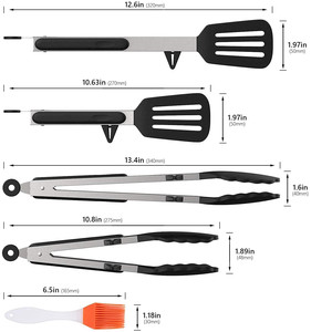 ملقط طعام غير لاصق من الفولاذ المقاوم للصدأ أطراف سيليكون ملقط طبخ للمطبخ مجموعة أواني مخصصة للخبز والشواء - Product Image 4