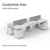 Bureau informatique moderne pour personnel, poste de travail modulaire personnalisé 6-8 places, mobilier de bureau en bois avec cloisons et armoire