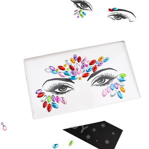 3D Mermaid Face Gem一時的なタトゥーステッカーファッショナブルなクリスタルボディフェイシャル光沢のあるキラキララインストーンフェスティバル用プロムパーティー - Product Image 1