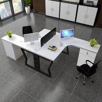 Poste de travail modulaire en L pour employés, avec chaise de bureau, en PVC et métal, convertible et modulable