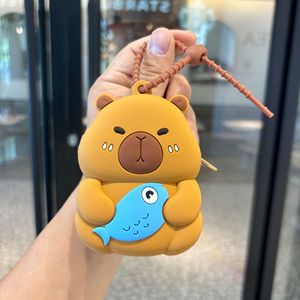 Nuevo Llavero Monedero de Silicona con Diseño de Gato de Dibujos Animados, <span class=keywords><strong>Mini</strong></span> Bolsa para Dinero, Auriculares, Llavero de Animales Kawaii Capibara - Product Image 6